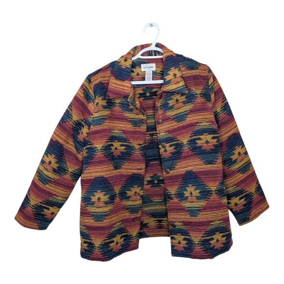 Vintage Alfred Dunner Women 14 Aztec Soft Button Down Blazer Jacket Multicolour - Picture 2 of 13